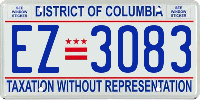 DC license plate EZ3083