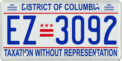 DC license plate EZ3092