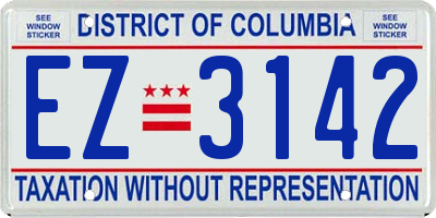 DC license plate EZ3142