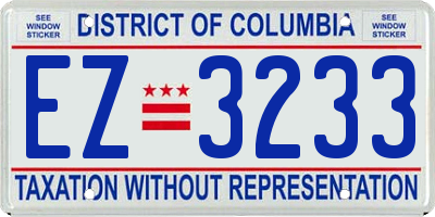 DC license plate EZ3233