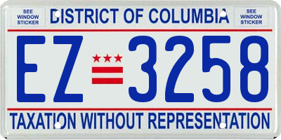 DC license plate EZ3258