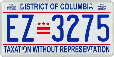 DC license plate EZ3275