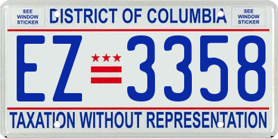 DC license plate EZ3358