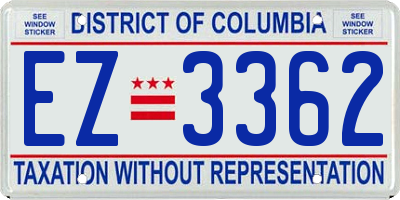 DC license plate EZ3362