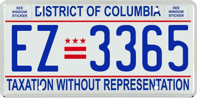 DC license plate EZ3365