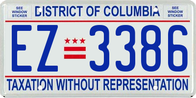 DC license plate EZ3386