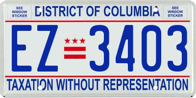 DC license plate EZ3403