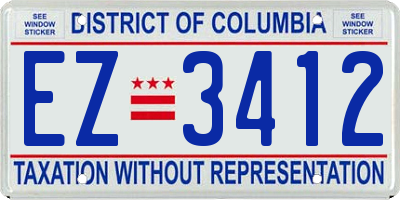 DC license plate EZ3412