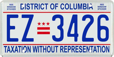 DC license plate EZ3426