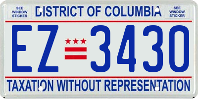 DC license plate EZ3430