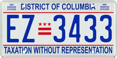 DC license plate EZ3433