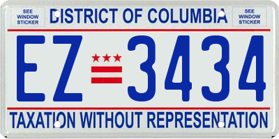 DC license plate EZ3434