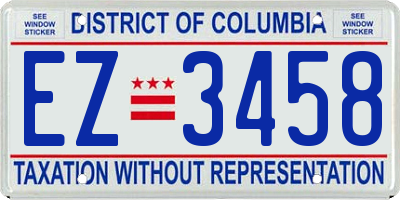 DC license plate EZ3458