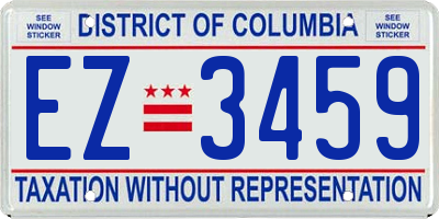 DC license plate EZ3459
