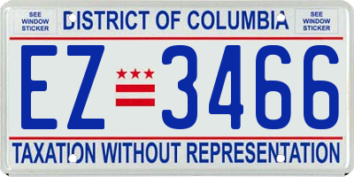 DC license plate EZ3466