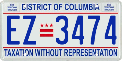 DC license plate EZ3474