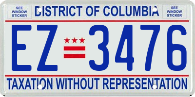 DC license plate EZ3476