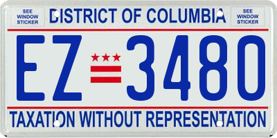 DC license plate EZ3480