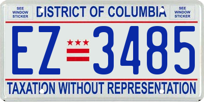 DC license plate EZ3485