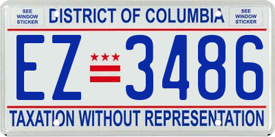 DC license plate EZ3486