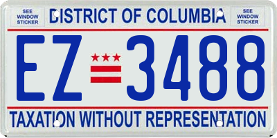 DC license plate EZ3488