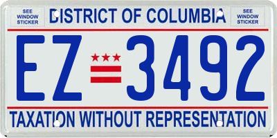 DC license plate EZ3492