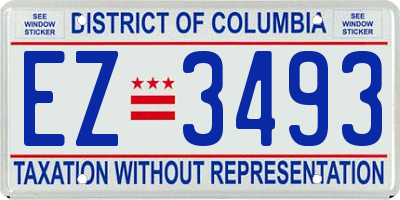 DC license plate EZ3493