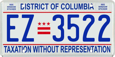 DC license plate EZ3522