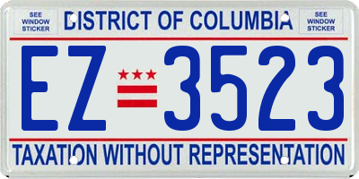 DC license plate EZ3523