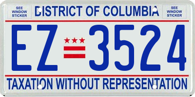 DC license plate EZ3524