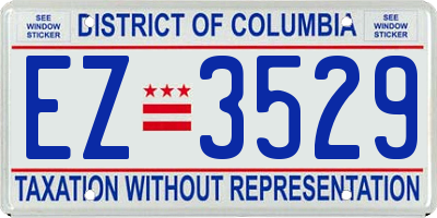 DC license plate EZ3529