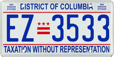 DC license plate EZ3533