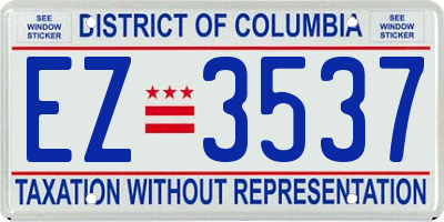 DC license plate EZ3537