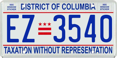 DC license plate EZ3540