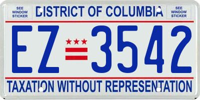 DC license plate EZ3542