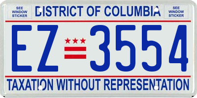 DC license plate EZ3554