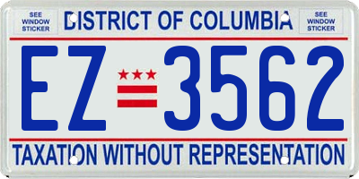 DC license plate EZ3562