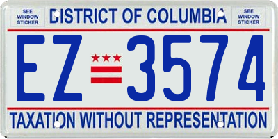 DC license plate EZ3574