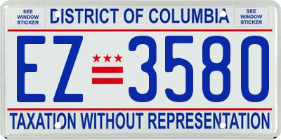 DC license plate EZ3580