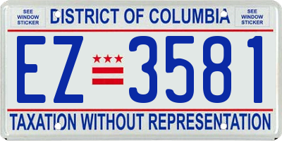 DC license plate EZ3581