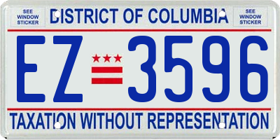 DC license plate EZ3596