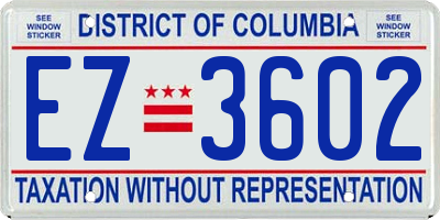 DC license plate EZ3602