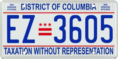 DC license plate EZ3605