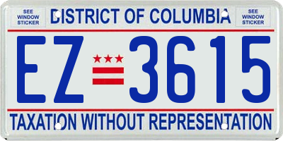 DC license plate EZ3615