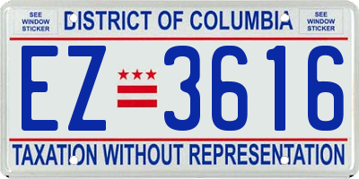 DC license plate EZ3616