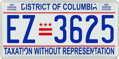 DC license plate EZ3625