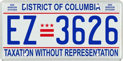 DC license plate EZ3626