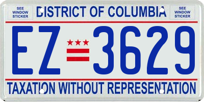 DC license plate EZ3629