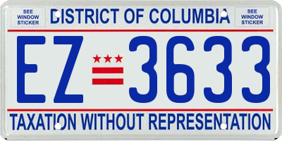 DC license plate EZ3633