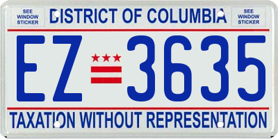 DC license plate EZ3635